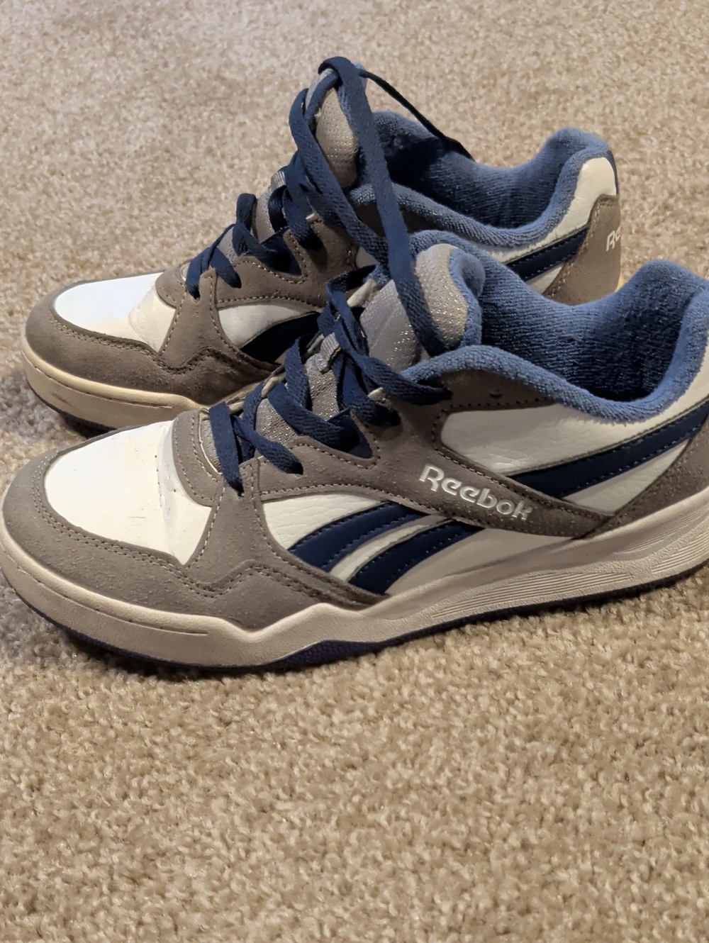 Reebok Kids Grey, White & Navy Low-Top Sneakers